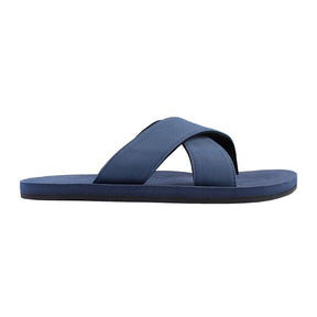 Men’s 100% recycled cross slides in shore blue by Indosole Australia