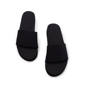 Womens Platform Slides - Sneaker Sole - Black/Sea Salt Sole