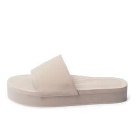 Womens Platform Slides - Sneaker Sole - Sea Salt/Sea Salt Sole
